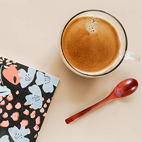 6 peças de colheres de madeira pequenas de sopa, colheres para servir, colher de chá para crianças,