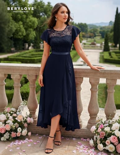 Image of BeryLove Formal Dresses for Women 2026 Wedding Guest with Slit Cocktail Elegant Lace Long Prom Dress