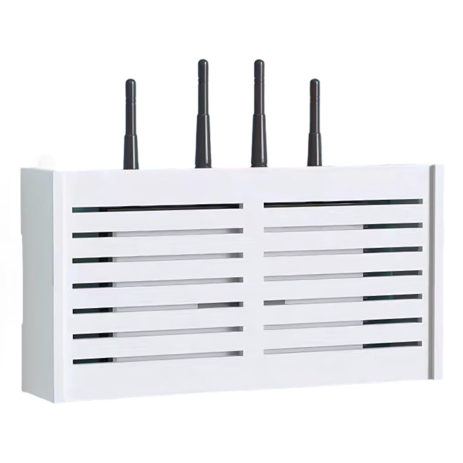 WLAN Router Aufbewahrungsbox, Wandregal schwebend 38 x 8,5 x 20 cm, Kabel ordentlich versteckt, dekorative Router Verkleidung, 3 Montagearten, ohne Bohren, mit Handyhalter