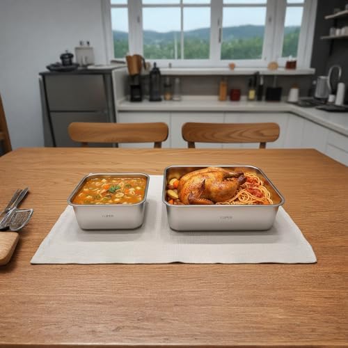 YUPER Stainless Steel Food Containers, Meal Prep Containers, Bacon Cheese Container for Refrigerator, Stainless Steel Containers with Lids Fruit Lunch Storage, 2 Pack (88+162OZ) - Thumbnail 4