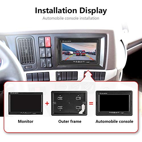 Image of Vehicle Backup Camera 7 inch TFT Monitor,18 IR Night Vision Rear View Camera Without Gride Line IP 68 Waterproof, 4 Pins Aviation Extension Cable for 33FT Length RVs, Bus, Trailer,Truck