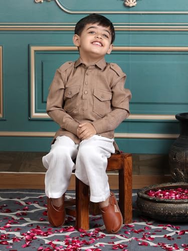 Image of POLKA TOTS Boys Cotton Pathani Set | Premium Pathani Kurta & Pyjama Set for Boys | Kurta Pajama for Kids Boy | Pathani Suit for Kids, Baby Boys & Toddlers | Ethnic Wear for Boy