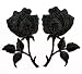 PP Patch Deep Black Rose Flower Pair Flowers Floral Retro Boho Love DIY Embroidered Appliques Iron-on Patches Jacket Jeans Dress Shoes Bags Clothings