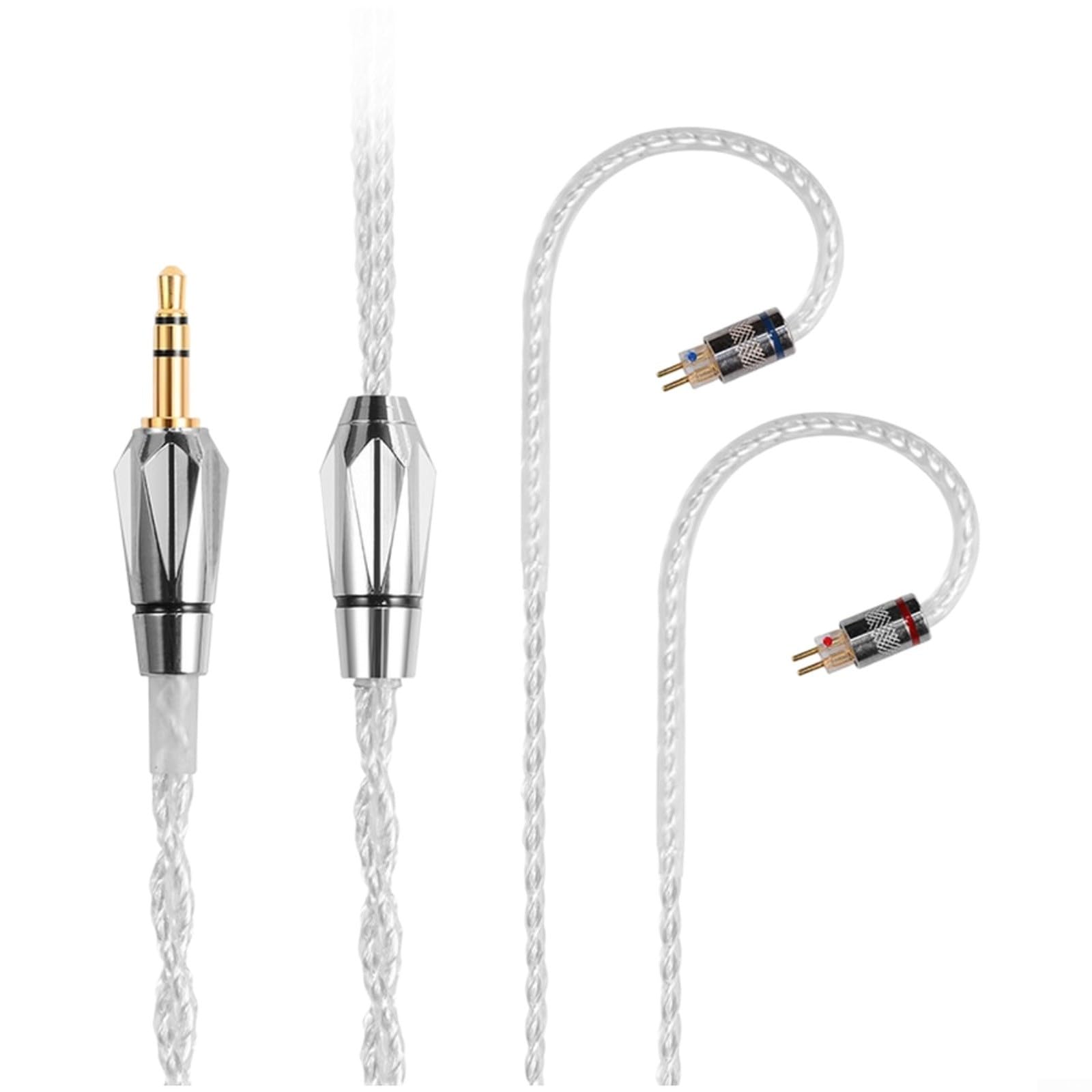 Cable de audio equilibrado de cobre chapado en plata de 0,78 mm, 2 pines, cable aislado FEP de 4 hebras con conectores de 3,5 mm y 4,4 mm para auriculares (3,5 mm)
