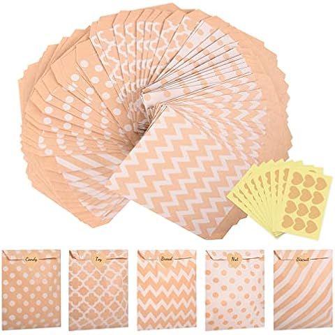FORMIZON 100pcs Bolsas Papel Kraft con Pegatinas Cover
