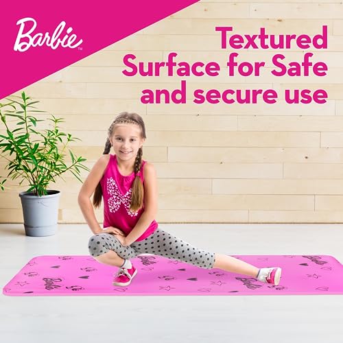 Barbie Love Out Loud Kids Yoga Mat Non Slip for Boys and Girls, All Purpose, PVC, Fitness and Workout Accessories, Pink, 10 mm - Image 4