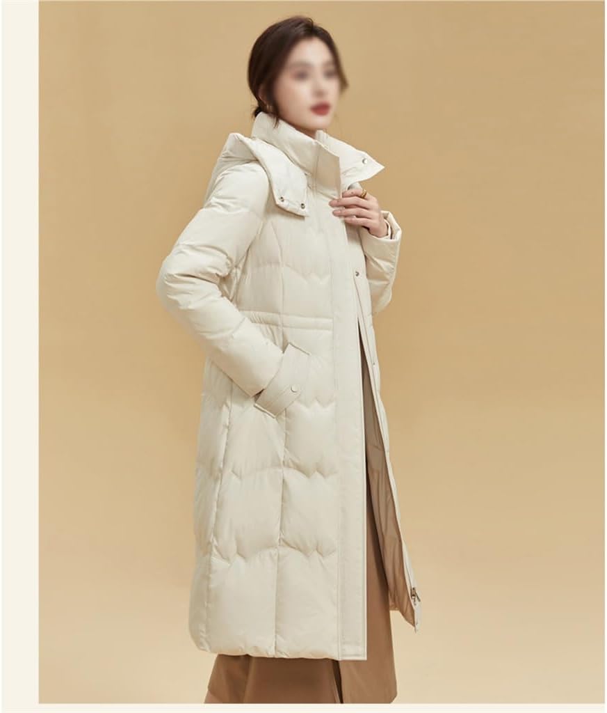 Winter Down Coat Waist Women's Long Middle-aged Slim Knee Coat