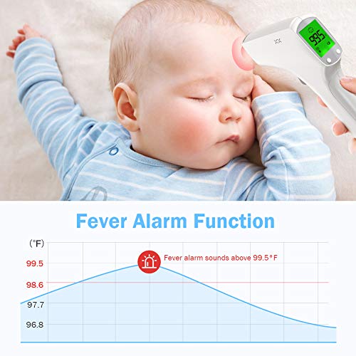 Digital Infrared Thermometer Forehead Temporal for Adults Touchless Non-Contact Portable Body Basal with LCD Display Head Human Led Instant Read for Kids Baby, Adult, Surface of Objects