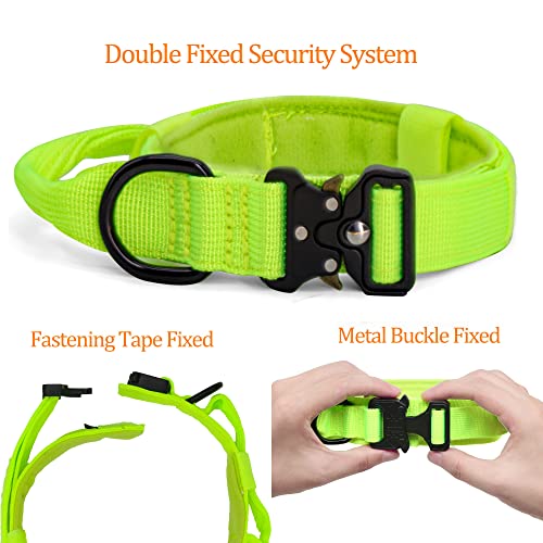 YoothBro Puppy 1 Inch Tactical Dog Collar, K9 Military Nylon Collar with Heavy Duty Metal Buckle for Medium Large Dogs Fluo-green, S - Image 3