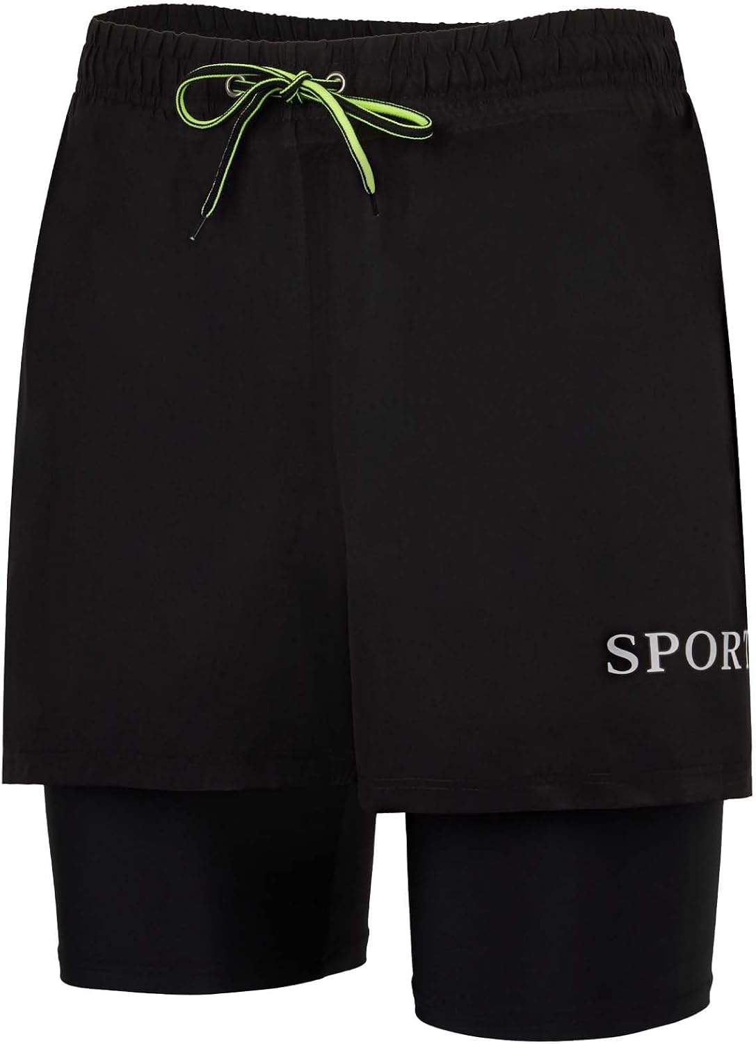 KANAV Mens Swim Trunks with Compression Liner 2 in 1 Quick-Dry Swim Shorts Lined Board Shorts