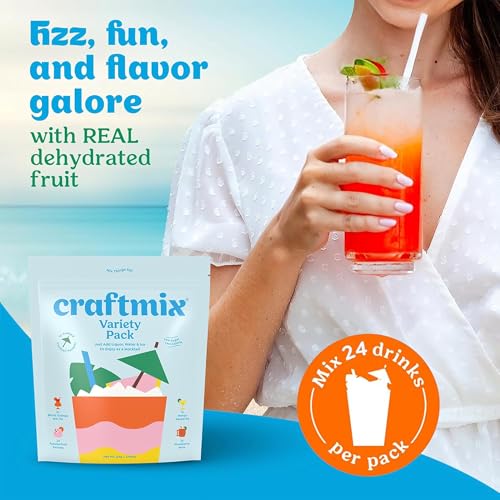 Image of Craftmix Variety Pack Cocktail & Mocktail Drink Mixer, Pack of 24 | Skinny Mixes, Water Flavoring Packets, Made with Real Fruit, Vegan Low-Carb, Low-Sugar, Non-GMO, Dairy Free, Gluten Free