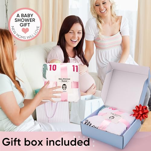 Image of Baby Monthly Milestone Blanket Floral, First 12 Months Baby Milestone Blanket for Baby Girl, for Newborn Girls, Newborn Essentials Photo Blanket for Age and Growth 40x50