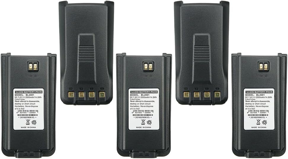 5X HYT BL2001 Battery for HYT Hytera TC-610 TC-610P TC-618 TC-620 TC-626 Two Way Radios Replacement Li-ion Battery