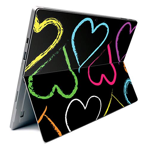 Image of MightySkins Carbon Fiber Skin for Microsoft Surface Pro 7 - Hearts | Textured Carbon Fiber Finish | Easy to Apply, Remove, and Change Styles | Made in The USA