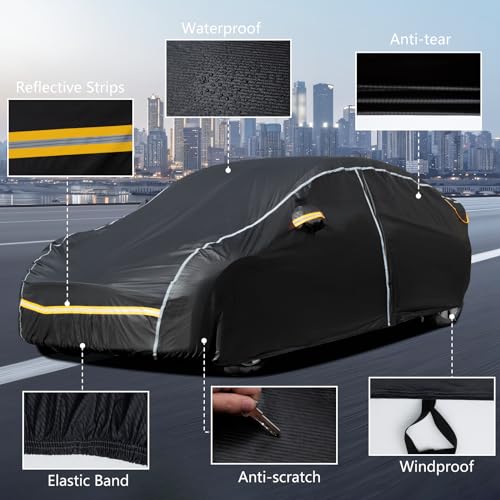 Image of Car Cover Waterproof All Weather,6 Layers Car Covers for Automobiles, Full Exterior Cover with Zipper, Outdoor SUV Car Cover Sun UV Rain Snow Wind Protection, Fit for 192 inch(192*74*74 inch)SUV