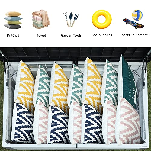 Yitahome Xxl 230 Gallon Large Outdoor Storage Deck Box For Patio Furniture, Outdoor Cushions, Garden Tools And Sports/Pools Equipment, Weather Resistant Resin, Lockable (Black&White2) #TOP4