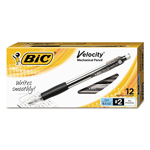 BIC Velocity Original Mechanical Pencil, Fine Point (0.5mm), 12-Count, Black Barrel