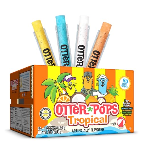 Image of Otter Pops, Tropical Assorted Freezer Pops, 1oz Freeze Pops in Six Zippy Flavors, 80 counts