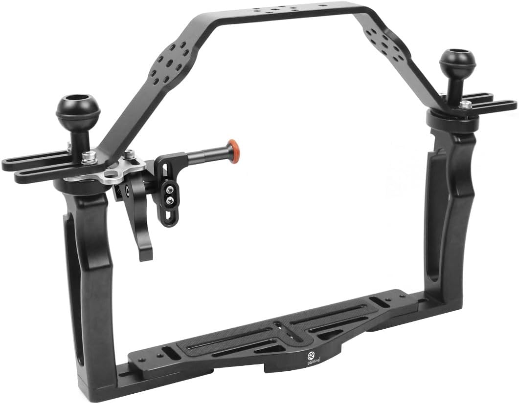 BGNing Aluminium Alloy Handheld Stabilizer Tray Bracket for Underwater Camera Housings (Handle + Shutter Rod + Bracket Handle)