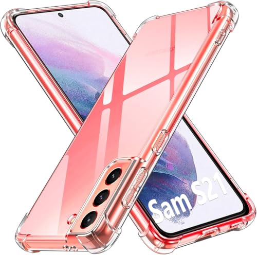 Image of Lustree Back Cover Transparent Case Compatible with Samsung Galaxy S21 | Clear + TPU Case with 4 Corner Air Cushion Protection & Camera Protection | Slim& Stylus Cover