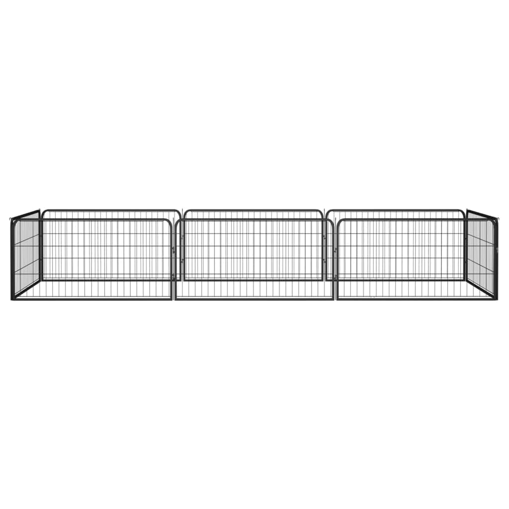 vidaXL Kojec dla psa, 8 panele, czarny, 100x50 cm, stal