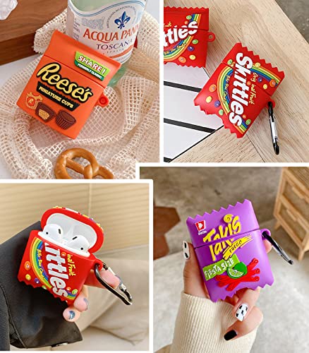 3Pack Cute Airpod Case 2Nd Generation,3D Cartoon Rainbow Candy+Purple Potato Chips+Chocolate Airpods Case Cover For Girls Boys,Food Design Silicone Protective Case For Apple Air Pod 2/1 With Keychain #TOP5