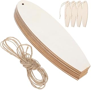 VILLCASE 30pcs Small Wooden Surfboard Cutouts for Crafts - 6.3inch Unfinished Wood Pieces for Painting, DIY Party Decor Hawaii Summer - Blank Hanging Surfboard Ornaments with Holes