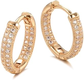 18k Rose Gold Plated Latest Fancy Stylish Copper Zircon Bali Earrings for Women and Girls