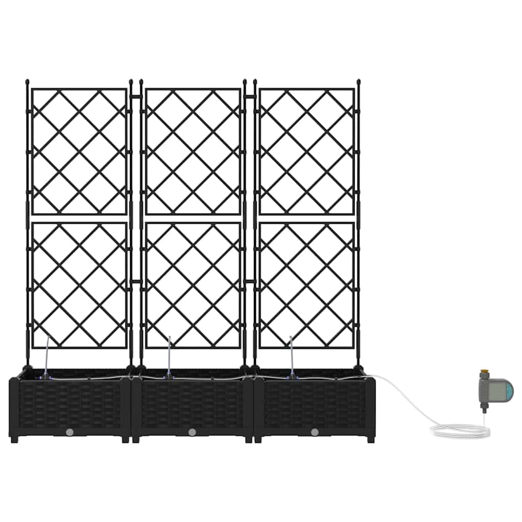 vidaXL Doniczka ogrodowa 3 pcs Czarny 120 x 40 x 126 cm, Ogród i taras, nowoczesna doniczka samonawadniająca, trwały pojemnik na rośliny patio