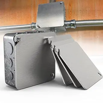 AIYOTAR Metal Electrical Box Cover Plates, 4 Pcs, 4 Inch Square, Galvanized Steel, Silver Gray