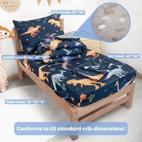 Image of 4 Piece Toddler Bedding Set, Plush Minky Crib Bedding Set