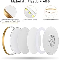 Vista 4 de 12 Inch Gold LED Ceiling Light, 3000K Warm White, 24W Gold Flush Mount Ceiling Light, 3200LM Round Low Profile Ceiling Lights for Bedroom, Living