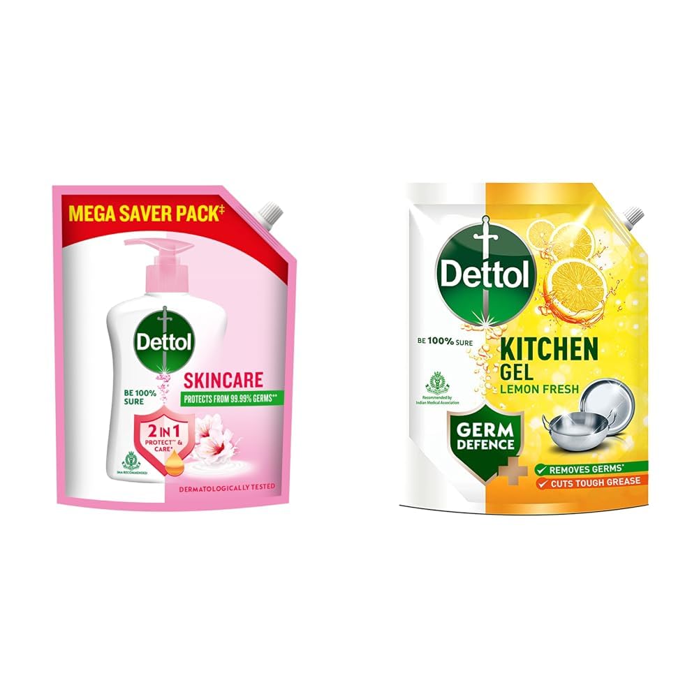 Dettol Liquid Handwash Refill – Skincare Hand Wash- 1350ml | pH Balanced | 10x Better Germ Protection & Dishwash liquid and Kitchen Gel | Cuts Tough Grease | Remove germs | Lemon Fragrance |1500ml-image-44