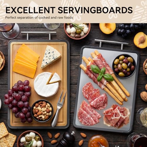 Image of Titanium Cutting Board - Double Sided Chopping Board, Titanium /Bamboo