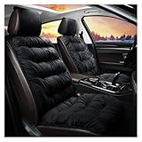  GEOLXD Universal Winter Warme Auto Sitzkissen Komfortable Weiche Plüsch Sitzkissen Schutz Pad Rückenlehne Kissen Innen Zubehör(Two Seats - Black)
