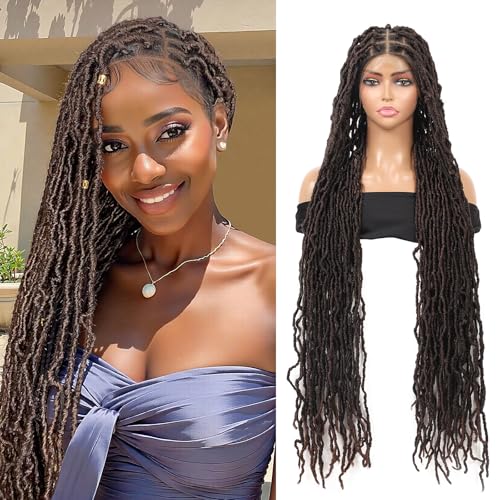 Olymei Faux Locs Braided Wigs Square Knotless Braided Wigs for