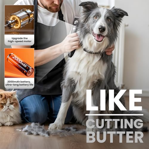 Image of Dog Clippers for Grooming, 3-Speed Low Noise Cordless Pet Grooming Kits with Ceramic Blades & LED Display for Dogs Cats Full Coat Hair