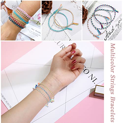 MOZAKA 30Pcs Woven Wrap Friendship Bracelets for Women Men Adjustable Colorful String Wrist Cord Handmade Friendship Braided Ankle Bracelets Party Favors4