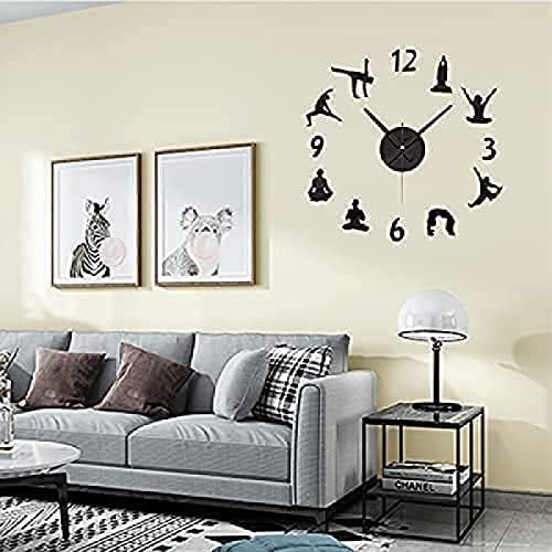 Miniatura 2 de Bedroom Accessories Yoga Meditation Action Wall Stickers Acrylic Clock 3D Mirror Clock Reloj Pared Mural Wallpaper Decals Living Room Decoration