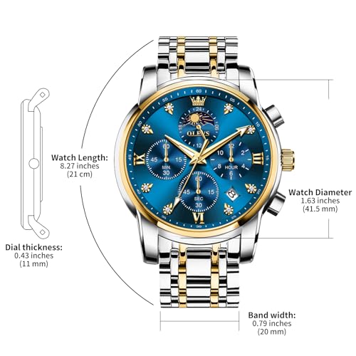Image of OLEVS Watches for Men Dress Chronograph Luxury Stainless Steel Big Face