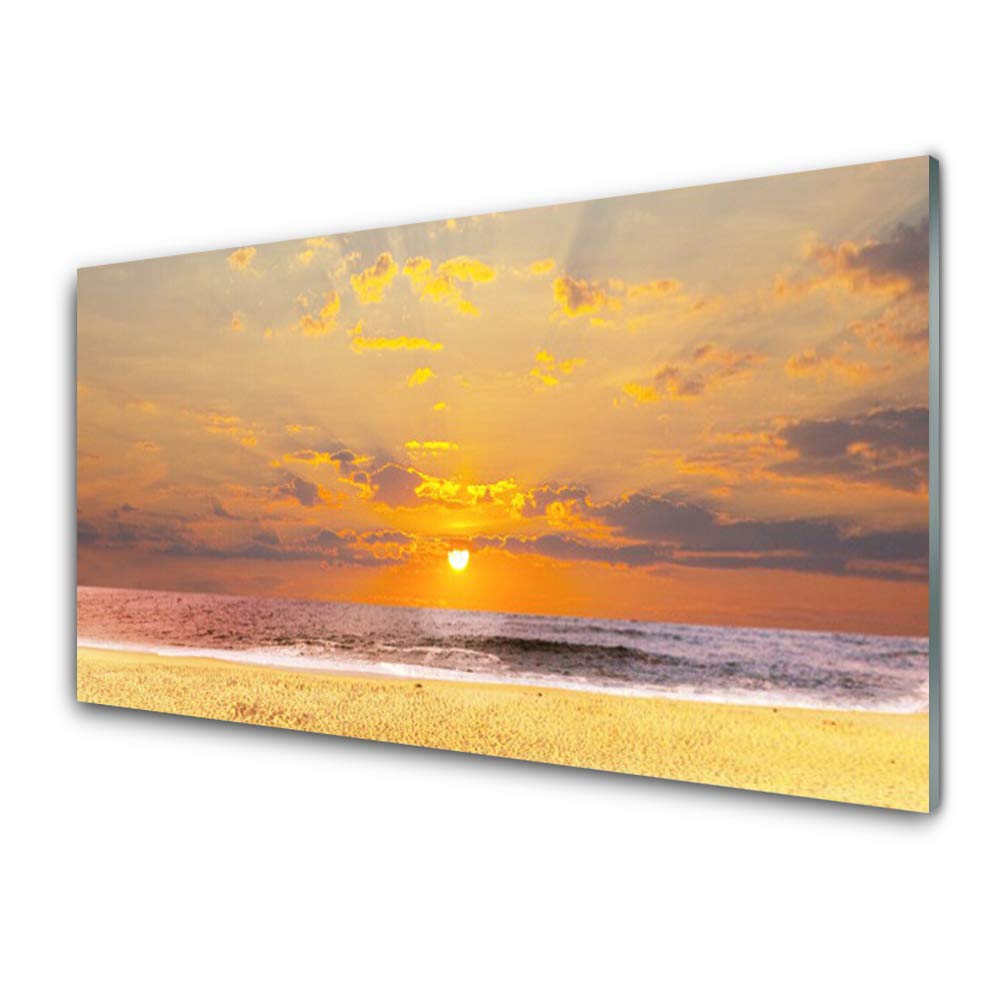 Tableau Décoration Moderne Tulup en Verre Trempé 100x50 cm - Finition Haute Définition Mer