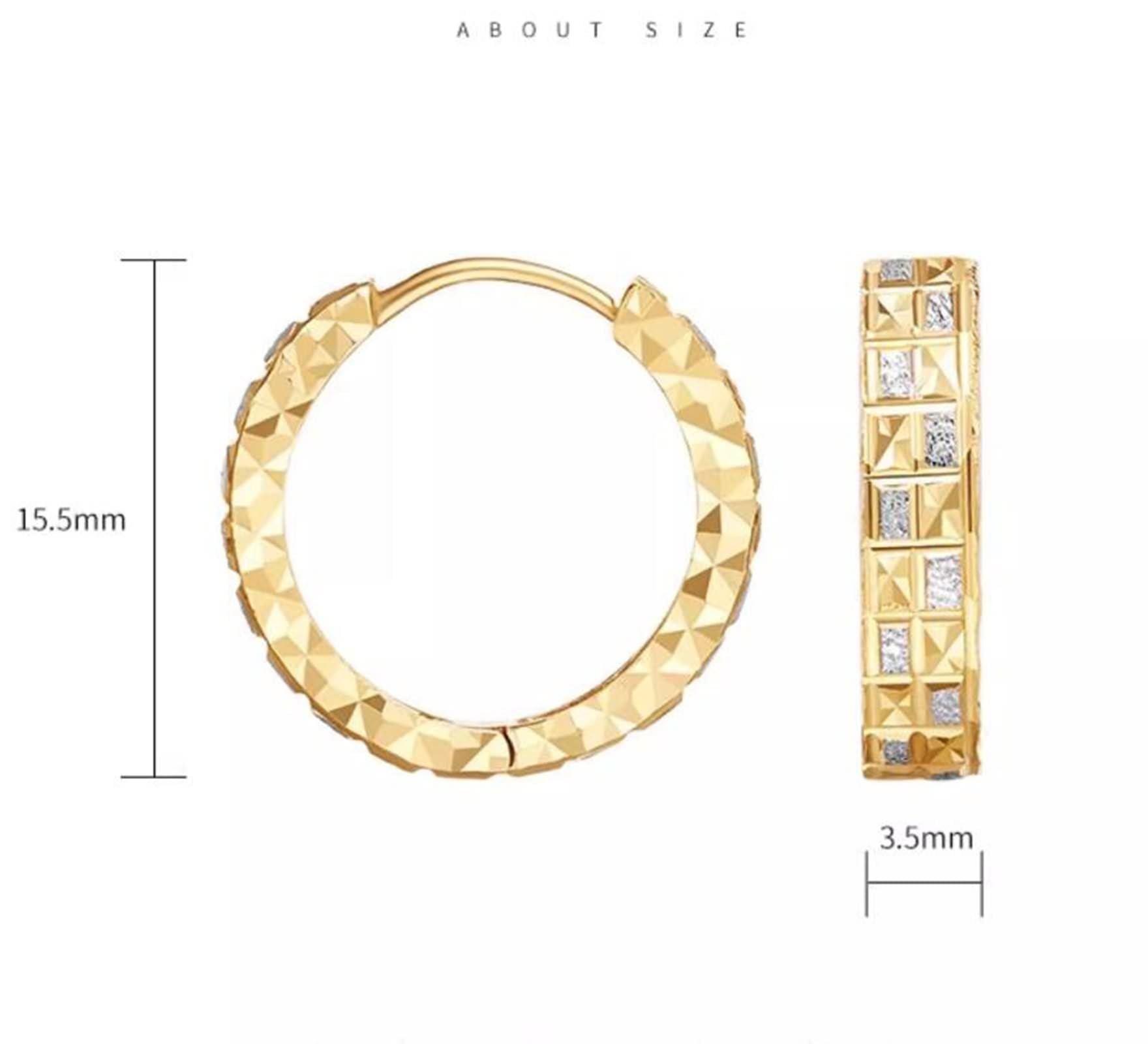 KnSam Biżuteria z prawdziwego złota 9K/14K/18K żółte złoto Creole Hoop, kolczyki damskie w stylu vintage, geometria, kolczyki Boho Au 750/585/375
