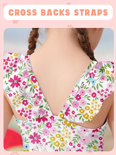 Image of Girls One Piece Swimsuits Toddler Cute Ruffle Bathing Suits Quick Dry Beach Swimwear Size 2-7 Years