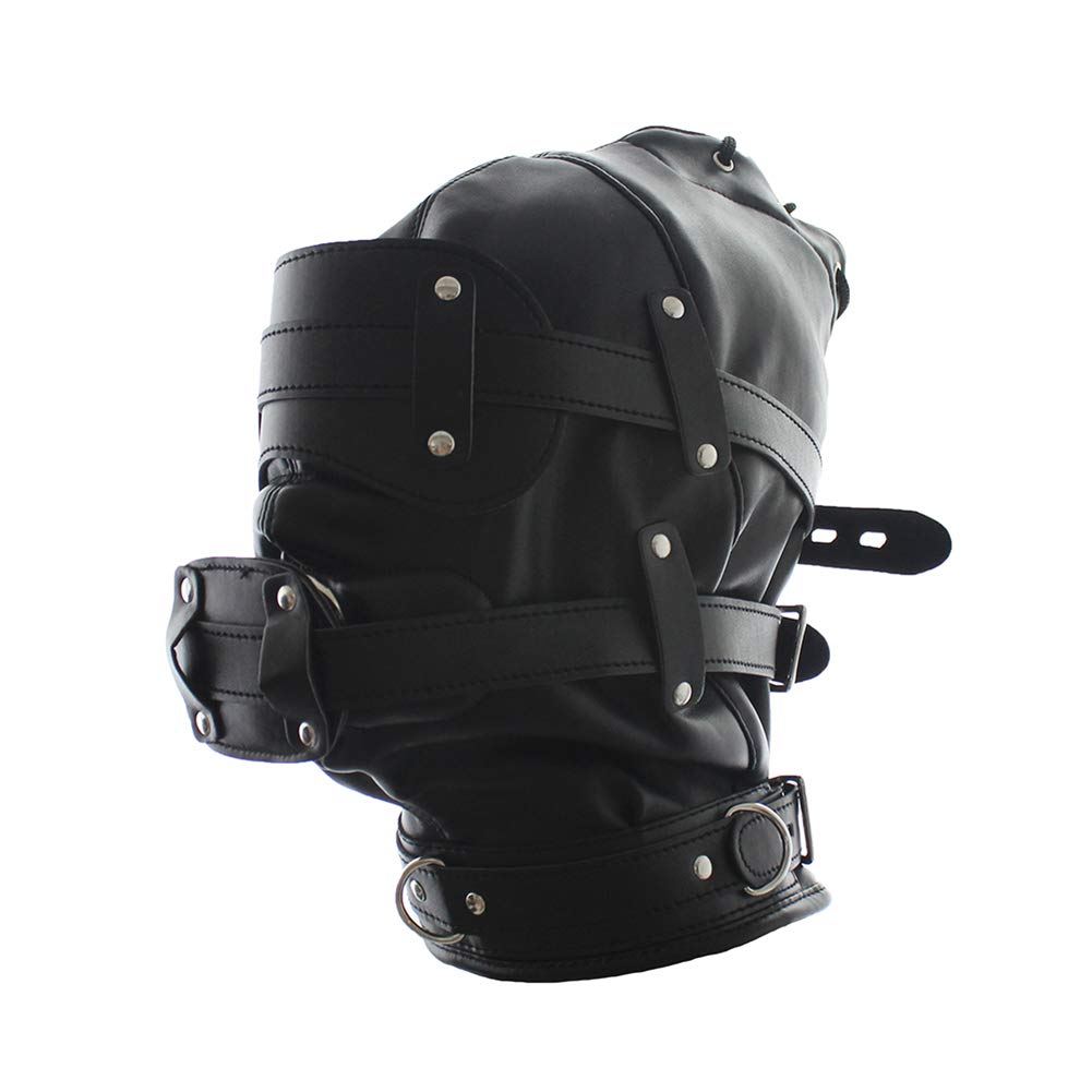 Roluck Masque de bondage avec gode bouche bâillon 3 serrure masque de tête SM réglable pour couple fétiche jouet sexuel (L)