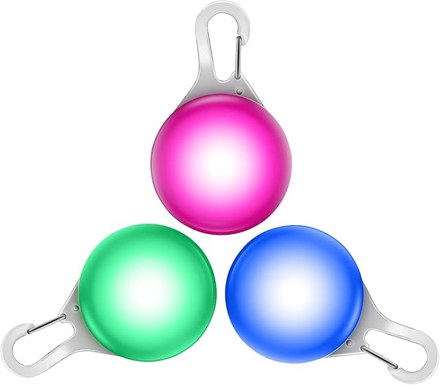 3 Pack LED Dog Collar Light, Light Up Dog Collars, Clip-On LED Dog Tag Light for Dog Collar, 3 Light Modes Dog Lights for Night Walking, Running, Camping, Climbing