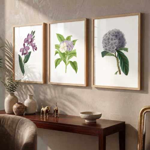 Image of kotart Floral Wall Art Home Decoration | Aesthetic Paintings With Frame For Living Room Bed Room Hotel Wall Decor Digital Reprint Set of 3 (19X25 inch)