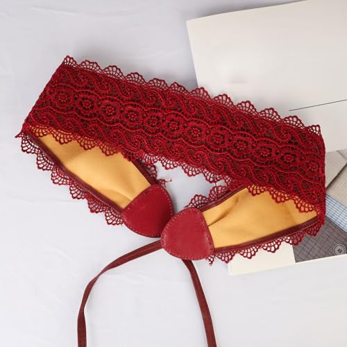 MILAKOO Lace with Leather Obi Belt Women Lace Waist Belt Bow Tie Wrap Bowknot Cinch Wide Belt for Dress4