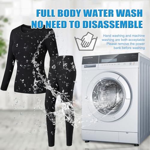 Women's Thermal Underwear Set, USB Electric Thermal Heated Long Johns Set with Power Bank for Outdoor Sports Skiing4