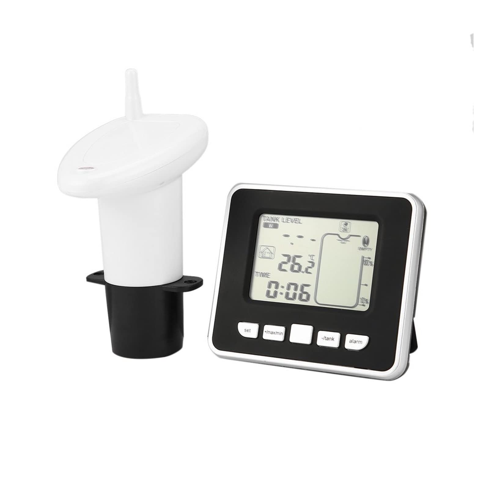 Medidor de nivel de agua, Sensor de medidor de nivel de profundidad líquida de tanque de agua inalámbrico ultrasónico con pantalla de temperatura con pantalla LED de 3,3 pulgadas