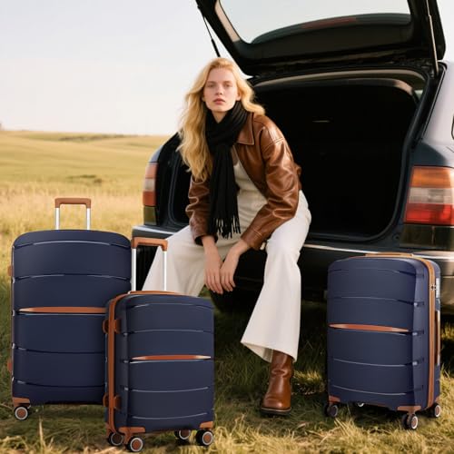 Kono Luggage Set of 3 Piece Suitcase, Lightweight Hand Suitcase with 4 Spinner Wheels, Lightweight Polypropylene Hard Shell Luggage Built-in TSA Lock, Large Medium Small Suitcases - Image 6